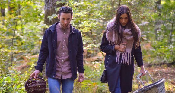 Mushroom picking in the forest
