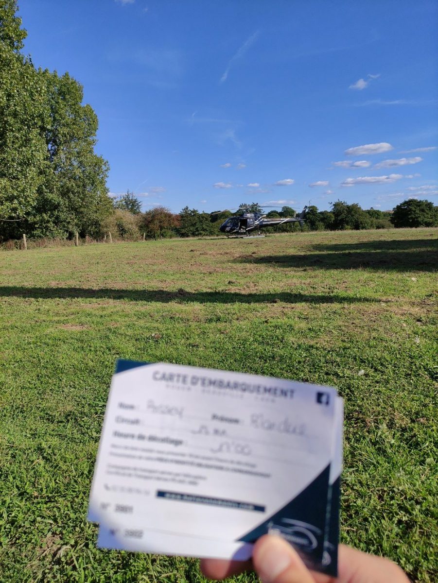 Boarding pass for Helicopter flight over Sword beach.