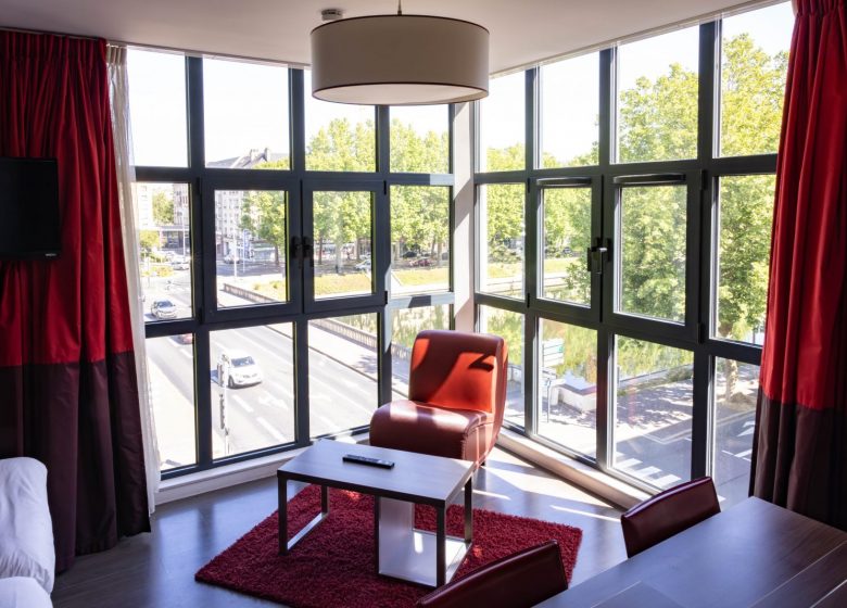 Vue de l'appartement panoramique City'O à Caen en Normandie